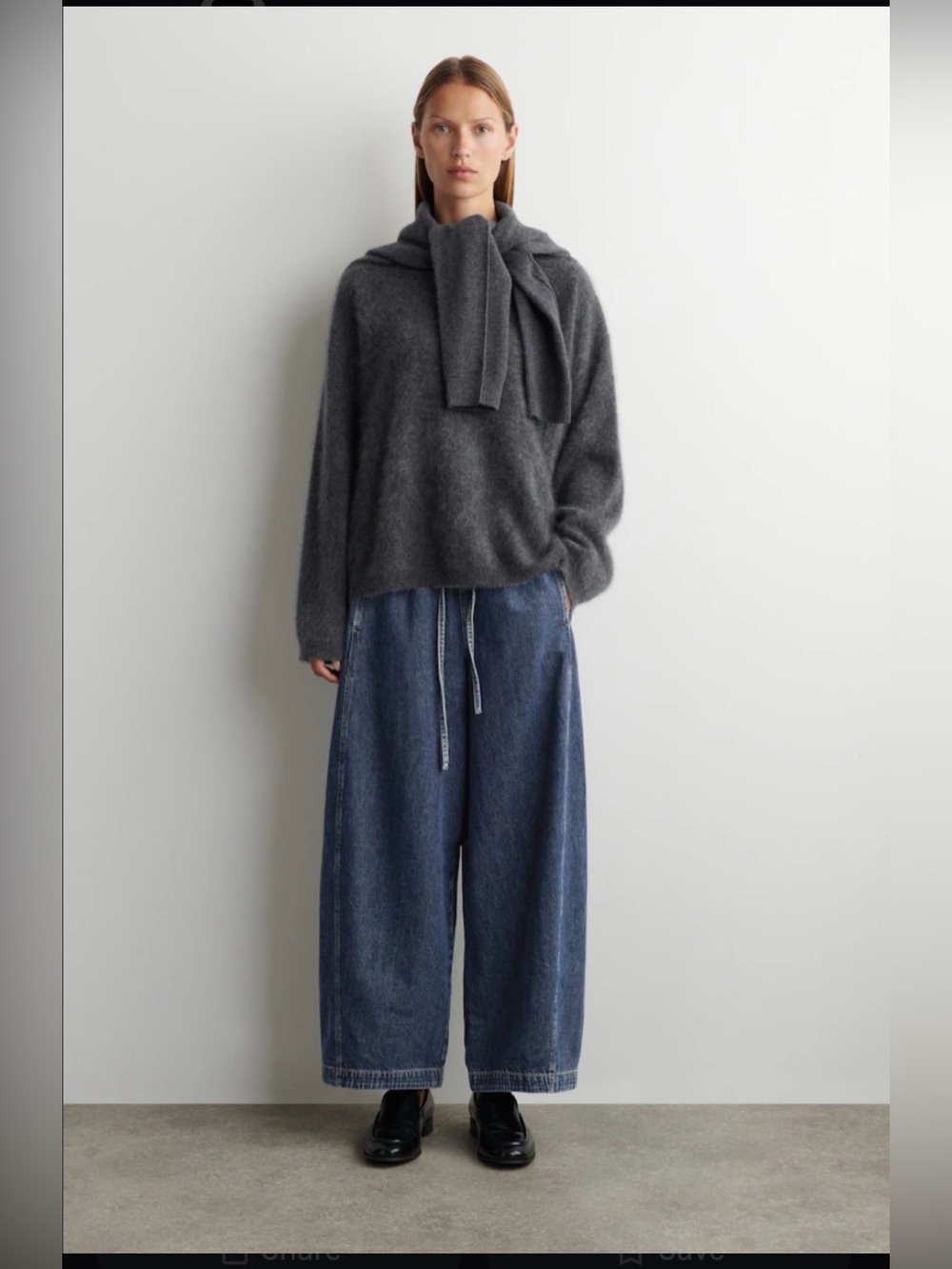 BARREL-LEG DENIM DRAWSTRING
TROUSERS - DARK BLUE | COS Size 12